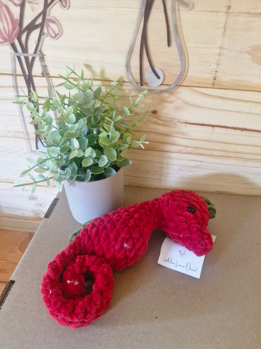 Amigurumi - Scoot the Seahorse: Finger Puppet (Red)