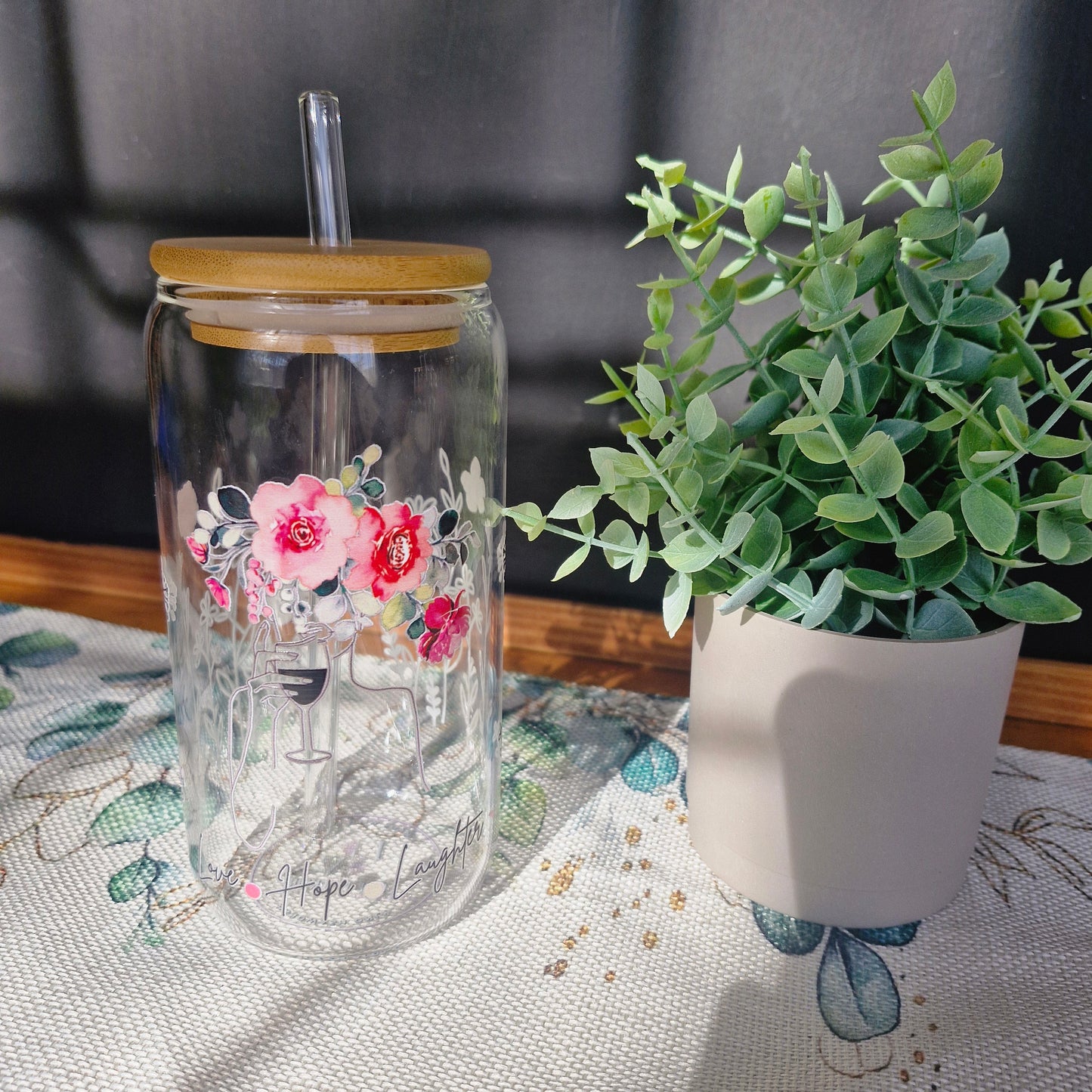 Libbey Glass – Love Hope Laughter - Floral