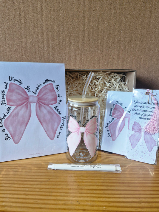 Gift Boxes - Pink Bow - Proverbs 31:25