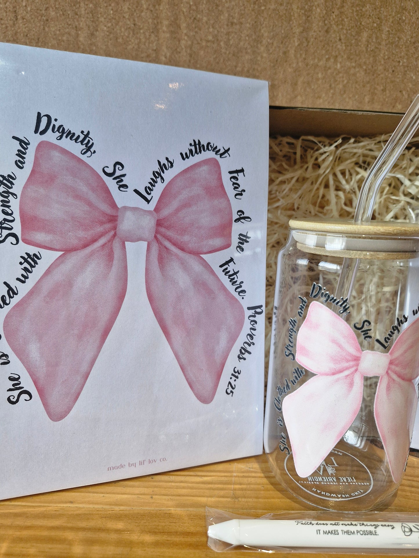 Gift Boxes - Pink Bow - Proverbs 31:25