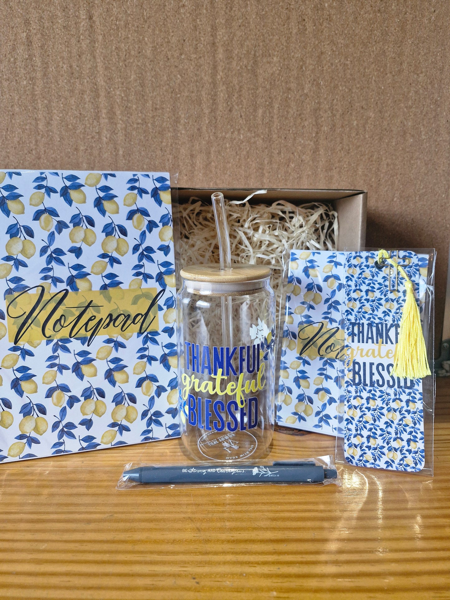 Gift Boxes - Blue & Lemon - Blessed