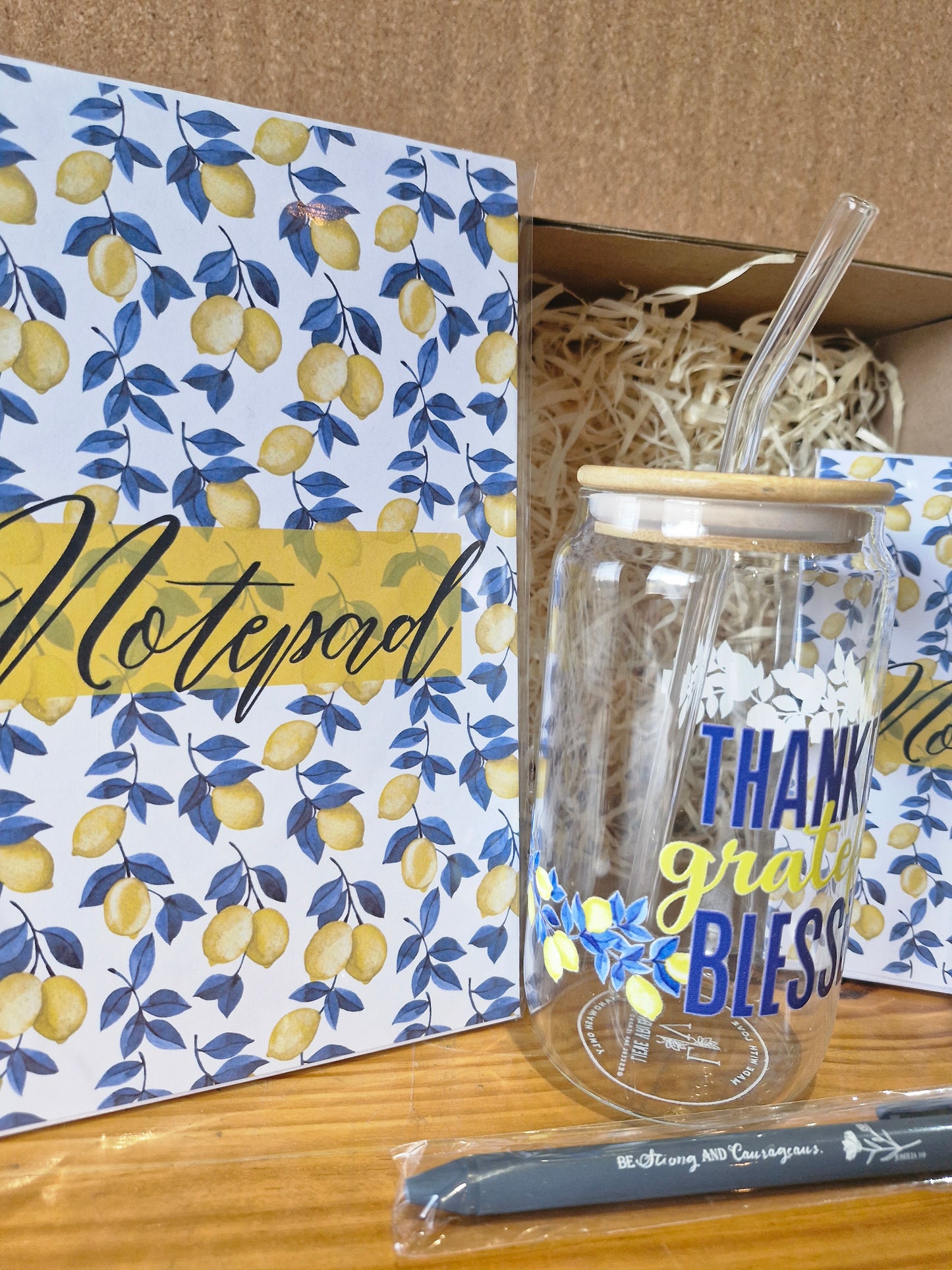 Gift Boxes - Blue & Lemon - Blessed