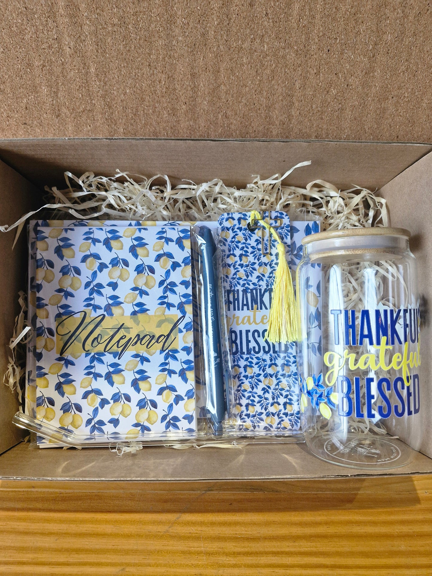 Gift Boxes - Blue & Lemon - Blessed