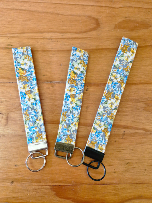 Keyfobs - Blue & Gold Floral