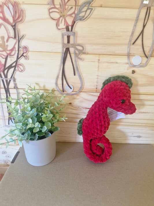 Amigurumi -  Scoot the Seahorse: Finger Puppet (Red)